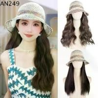 ราคา วิกผมหมวกชาวประมงสังเคราะห์ AN249 ผ้าทอสีรุ้ง หมวกบักเก็ต ม่านบังแดดฤดูร้อน แฟชั่น สำหรับผู้หญิง วิกผม วิกผมหยิกยาว (1732300148636026269)