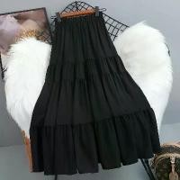 ราคา กระโปรงชีฟองเอวสูงสำหรับผู้หญิง กระโปรงเกาหลี เย็บปะติดปะต่อกัน เค้ก (1729615421895183000)