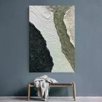 ราคา ภาพวาดสีน้ำมันสายตาสั้น, เพ้นท์มือ, ภาพจิตรกรรมฝาผนังสีดำและสีขาวที่น่าประทับใจ, และสีเขียวมะกอกบนผืนผ้าใบ, ลายคลื่นเนื้อ, ภาพจิตรกรรมฝาผนังเนื้อหยาบหรูหรา, เหมาะสำหรับตกแต่งห้องนั่งเล่นในบ้าน, ไอเดีย