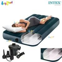 ราคา ฟุต ที่นอน Intex "New Structure - More Comfortable" Dura-Beam Fiber-Tech Airbed 3.5ft (Twin) 0.99x1.91x0.25 m Midnight Green no.64732 (New Model of 68757) + Quick-Fill Elec. Air Pump ที่นอนเป่าลม home