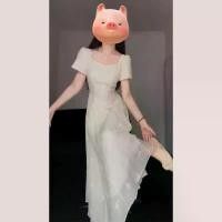 ราคา เดรสยาวเอวสูง Misi2025 เดรสผู้หญิง เรียบหรู สไตล์ฝรั่งเศส อ่อนโยน กระชับสัดส่วน เหมาะสำหรับพักน้ำชา เดรสคอเหลี่ยม มาใหม่ มินิเดรส สวย ๆ เดรส งาน บวช เดรส ออก งาน สาว อวบ กระโปรง ซับ ใน (17313481757588