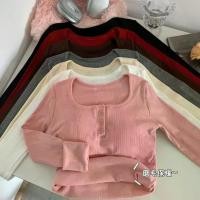 ราคา เสื้อยืด คอเหลี่ยม ไหล่ปกติ แปรง สำหรับผู้หญิง ทรงสลิมฟิต แขนยาว อบอุ่น เสื้อฐาน เหมาะสำหรับฤดูใบไม้ร่วงและฤดูหนาว เหมาะสำหรับใส่ด้านในหรือสวมใส่ภายนอก มาใหม่ เสื้อ เชิ้ต ลายสก๊อต ผ้าฝ้าย เสื้อ แต่ง ร