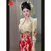 ราคา ชุดแต่งงาน, Xiuhe, 2024 มาใหม่, บล็อกสีแดงและทอง, ชุดแต่งงานสาว, สไตล์จีนใหม่, ชุดขนมปัง, ราคาไม่แพง, หรูหรา, เหมาะสำหรับงานแต่งงานและการออกนอกบ้าน, สำหรับผู้หญิง ช ุ ด ส ี แ ด ง ไ ป งาน แ ต ่ ง ชุด ง