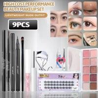 ราคา ชุดเครื่องสำอางขนตาปลอมความงาม 9 ชิ้น ขนตาปลอมไตรภาคขี้เกียจ + LAMEILA อายแชโดว์ 10 สี + ตา bobeini สีดำ + อายไลเนอร์ SUAKE + ดินสอเขียนคิ้ว Lameila + คลิปหนีบขนตา + แปรงอายแชโดว์ + กาว + แหนบ (ของขวั