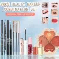 ราคา ชุดแต่งหน้าครบชุด 9 ชิ้น แผ่นอายแชโดว์ 4 สี LEIXINA + ลิปสติกเคลือบริมฝีปาก + LAMUSELAND Rouge แป้งมินิ บลัชออนเหลว + ตา bobeini สีดำ + ดินสอเขียนคิ้ว bobeini + ปากกาอายไลเนอร์กันน้ำ SVMY + แปรง 3 แพ็