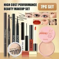ราคา ชุดแต่งหน้าความงาม 7 ชิ้น DIKALU Tricolor Concealer+LAMUSELAND Rouge แป้งมินิ บลัชออนเหลว + คอนซีลเลอร์ LAMEILA แป้งใส + ลิปกลอสที่มีเสน่ห์ SVMY + ตา SUAKE สีดำ + อายไลเนอร์ SVMY + ดินสอเขียนคิ้ว Berb
