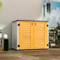 ราคา โรงเก็บของกลางแจ้งเรซิน, ตู้เก็บของกลางแจ้งแนวนอน, กันน้ำ, สำหรับถังขยะ, เครื่องมือและเครื่องตัดหญ้า, ล็อคได้ (1731395000365909128)