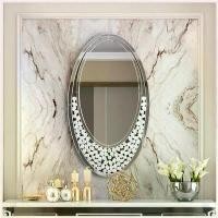 ราคา Wuyifang'Shop ปัจจุบัน ARTLOGE ผนังรูปไข่สีเงินตกแต่งกระจกโต๊ะเครื่องแป้งกระจกสำหรับห้องนอนทางเข้าห้องนั่งเล่น Oval Bling Elements Wall Mirror (1730421101402622600)
