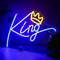 ราคา ป้ายไฟนีออน, ราชา, ตัวอักษรสีน้ำเงิน, ไฟ LED, มงกุฎสีชมพู, ไฟตกแต่งผนัง, สำหรับห้องนอน, ห้องเด็ก, ห้องชายวัยรุ่น, เหมาะสำหรับวันเกิดและงานแต่งงาน (1730860303179942399)