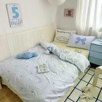 ราคา ชุดเครื่องนอนครีมสไตล์โบว์เกาหลี ทำจากผ้าฝ้าย 100% มีให้เลือกทั้งผ้าปูที่นอนแบน ผ้าปูที่นอนรัดมุมเดี่ยว ผ้าปูที่นอน Queen และ King Size รวมถึงปลอกหมอน (1730740041694939480)