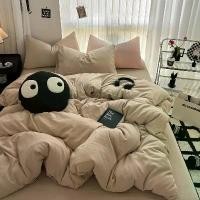 ราคา ชุดผ้าปูที่นอน 16 สีให้เลือก (สีทึบ สีดำ) ชุดเครื่องนอน ย้อมธรรมดา 4 IN 1 ผ้าปูที่นอนรัดมุมขนาดเดียว/ราชินี/คิงไซส์ รวมผ้านวม ปลอกหมอน (1730805960415414456)