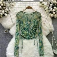 ราคา เสื้อยืด สไตล์ฝรั่งเศส ดีไซน์เฉพาะย้อนยุค มัดย้อม สายรัด คอกลม เสื้อผ้าผู้หญิงต้นฤดูใบไม้ร่วง แขนยาว เสื้อชั้นในพื้นฐาน ทรงสลิมฟิต [COD] (1731381602792080500)