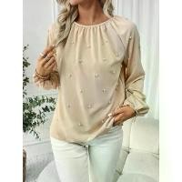 ราคา เสื้อเชิ้ต สไตล์เรียบหรู สำหรับผู้หญิง ฤดูใบไม้ผลิ ใหม่ สไตล์ยุโรปและอเมริกา แขนยาว เสื้อเชิ้ตลูกปัด เสื้อสวมหัว (1732005599420844366)