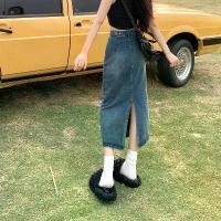 ราคา กระโปรงยีนส์ เอวสูง ผ่าข้าง สำหรับใส่หน้าร้อนของผู้หญิง กระโปรงทรงเอ ขนาดเล็ก สไตล์เรโทร บอดี้คอน กระโปรงยาว (1731226248337065723)