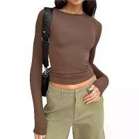 ราคา เสื้อยืดแขนยาวลำลอง, เสื้อผ้าผู้หญิงยุโรปและอเมริกา, ฤดูใบไม้ผลิและฤดูใบไม้ร่วง, สีทึบ, สลิมฟิต, เสื้อสวมหัว, เสื้อผ้าผู้หญิงสตรีท, เสื้อชั้นฐาน, เหมาะสำหรับผู้หญิง (1732150500095068494)