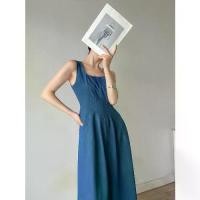 ราคา เดรสยีนส์สีน้ำเงินลายรักของหมอก สไตล์ฝรั่งเศส เรียบหรู สายยาว กระโปรงยาว เอวกระชับสัดส่วน ฤดูร้อน 2024 มาใหม่ (1730963768108354094)