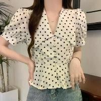 ราคา เสื้อแขนพัฟ พลัสไซส์ ผู้หญิง สลิมมิ่ง อเนกประสงค์ เสื้อเชิ้ตแขนสั้น หญิง ไซส์ใหญ่ ฤดูร้อน ใหม่ คอปกตุ๊กตา ลายจุด ปี 2025 (1731324133295621194)