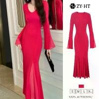 ราคา เดรสผู้หญิง สีบานเย็น แขนยาว สไตล์หางปลา เดรสตา เดรส Hiso เหมาะสำหรับงานแต่งงาน เดรสฝรั่งเศส 11060 (1731047966789306451)