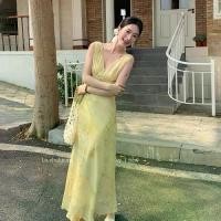 ราคา เดรสสายเดี่ยวผ้าชีฟอง พิมพ์ลาย สลิมมิ่ง มิซซี่ น่ารักและเซ็กซี่ สีเหลือง เดรสยาว แฟชั่นสตรี เดรส ผ้า ทอ เดรส รัด รูป (1731348177708550105)