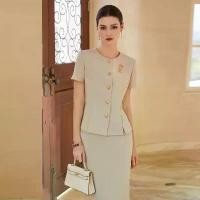 ราคา ชุดสูทสไตล์ดารา AD เรียบหรู สำหรับผู้หญิง ชุดทางการ ประธานาธิบดี แฟชั่นฤดูร้อน 2024 สไตล์เกาหลี สีเบจ ชุดสูทสองชิ้น (1731575954438523274)