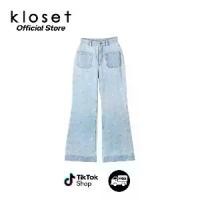 ราคา Kloset Design Floral Embroidered Denim Pants (RS25-P007-C) กางเกงยีนส์ขายาวปักลายดอกไม้ (1731815708433483980)