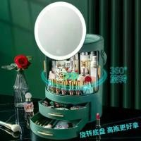 ราคา กล่องเก็บเครื่องสำอาง, เครื่องประดับพร้อมกระจกในตัว, โต๊ะเครื่องแป้งกันฝุ่น, ความจุมาก, ชั้นวางบำรุงผิวแบบหมุนได้ (1730045899412179100)