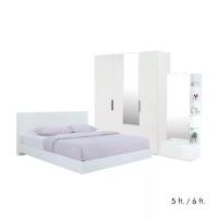 ราคา INDEX LIVING MALL ชุดห้องนอน รุ่นแมสซิโม่+แมกซี่ (เตียงนอน, ตู้เสื้อผ้า 4 บานพร้อมกระจกเงา, โต๊ะเครื่องแป้ง) - สีขาว (1729583693876135992)
