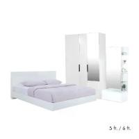 ราคา INDEX LIVING MALL ชุดห้องนอน รุ่นแมสซิโม่+แมกซี่ (เตียงนอน, ตู้เสื้อผ้า 3 บานพร้อมกระจกเงา, โต๊ะเครื่องแป้ง) - สีขาว (1729583695962474552)