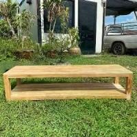 ราคา Sukthongแพร่ ชั้นวางทีวีไม้สัก 45x145สูง35ซม. ชั้นวางของ2ชั้น โต๊ะวางทีวีไม้สัก โต๊ะวางทีวีเตี้ย รุ่นปกทึบ งานไม้ดิบ SUKP-517 (1729983306336865188)