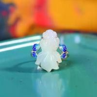 ราคา แหวนวินเทจศาล, สำหรับผู้หญิง, หยกเหอเทียน, หยกขาว, ปลาทอง, ก้านอุปกรณ์เสื้อผ้าจีนฮั่น, ชุบเงิน S925 และฝังทอง 18K, แหวนเครื่องประดับ (1731375920147760386)