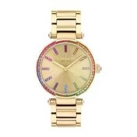 ราคา COACH CO14504271 Multi-Colored Rainbow Crystal Accent Gold-Tone IP Watch with Gold-Tone Dial (1731001159608470291)