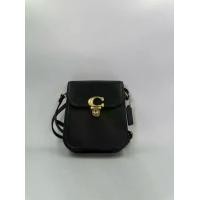 ราคา (Second-hand) Coach Smooth Black Leather Small Tall Crossbody Shoulder Bag Brass CA057 (1730857781456374782)