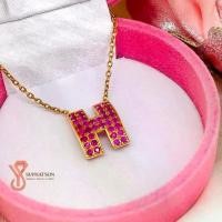 ราคา จี้พลอยทับทิมอักษร H สร้อยทอง18K อิตาลี Natural Mogok Ruby Necklace and Pendant (1731004694099102104)