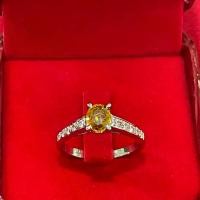 ราคา แหวนบุษราคัมแท้ บางกะจะ ตัวเรือนเงินแท้92.5% ชุบทองคำขาวประจำวัน ชุดมงคล การหมั้นหมาย (1730025611742448070)