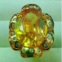 ราคา แหวนบุษราคัม ล้อมเพชร พลอยสังเคราะห์ ไซส์ 8/57/18 mm (1729816073682389827)