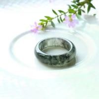 ราคา แหวนหยกพม่าแท้เกลี้ยงเนื้อแก้วดำติดขาว moss in snow ️ size 54 mm (1731432293165270262)