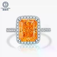 ราคา แหวนเพชรคาร์บอนสูง, Zhenchengda, 7 กะรัต, 8*10mm, เงินแท้ 925, สำหรับผู้หญิง, แหวนเพชรสีส้มมอร์แกน, การตัดเรดาน (1731975421895674308)
