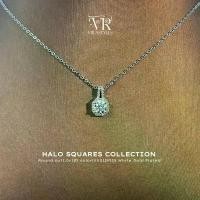 ราคา VRS.สร้อยเงิน92.5ชุบทองคำขาวสร้อยคอพร้อมจี้เพชรน้ำหนัก 1.0กะรัต ความยาว16-18นิ้วCollection”Halo Squares”Necklace (1730765402882739008)