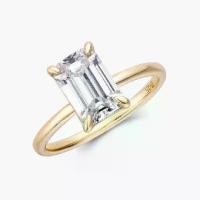 ราคา แหวนเงินแท้ 925 CZ Emerald Cut 4 กะรัต ชุบทอง 14K สไตล์คลาสสิค (1731358542391380212)