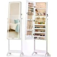 ราคา ตู้เครื่องประดับกระจก LED, ตู้เสื้อผ้าขนมปังขาสูง, กระจกเต็มความยาว 60 นิ้ว, ที่เก็บเครื่องประดับ, โหมด 3 สี, ปรับความสูงได้ 3 ระดับ, เหมาะสำหรับเก็บเครื่องประดับ (1732280004187948168)