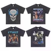 ราคา Stone Cold Steve Austin Austin WWE Cold Stone Wrestling Sports Short Sleeve Casual Loose alphabetshirt (1731733143562783272)