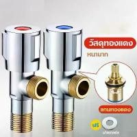 ราคา *Glossy valve, brass valve, genuine shower valve, stainless steel angle valve Triangle valve Copper tooth angle valve Hot and cold brass angle valve Water heater 4 points, 2 points in, 1 point out (17