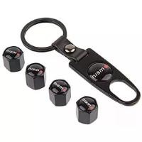 ราคา COD จุ๊บลม ชุด 4 ชิ้น พร้อมพวงกุญแจ นิสสัน นิสโม่ แต่งล้อรถยนต์ Nissan almera nevara note juke leaf gtr silvia Nismo Logo Emblem Auto Car Wheel Tire Air Valve Caps Stem Dust Cove (1732463734508520784)