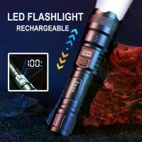 ราคา ไฟฉาย กันน้ำ USB แบบชาร์จไฟได้ LED ซูมได้ ไฟฉายแรงสูง flashlight แบบพกพา (1732198955318151178)