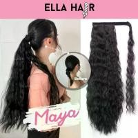 ราคา หางม้ารหัสMaya แฮร์พีชหางม้า สายฝ ELLAHAIR long hair clip in extension super wavy wrap around ponytail 24นิ้ว ผมลอนมาม่าลอนเล็ก ผมหยิกมาก (1729454204714846840)