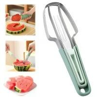 ราคา เครื่องตัดแตงโม, เครื่องมือหั่นบาง ๆ 3-in-1, สแตนเลส, ส้อมแตงโม, มีดไอติม, เครื่องตัดผลไม้, แกดเจ็ตในครัว, [COD] (1732021441781598154)