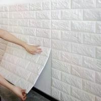 ราคา วอลเปเปอร์ติดผนัง 3 มิติ ขนาด 70x77 cm. ลายกำแพงอิฐ สีขาว มีกาวในตัว Wallpaper 3D (1729734139838826754)