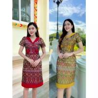 ราคา TN 33 เสื้อผ้าผู้หญิง ชุดไทย ผ้าไทย เดรสผ้าไทย (1732373354770695464)