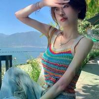 ราคา เสื้อกั๊กสายเดี่ยวถัก, สีลายทางกลวง, ดีไซน์สั้นสีรุ้ง, ชุดไทย, มาใหม่, สำหรับฤดูร้อน, สไตล์สาวฮอต (1731954021573363382)