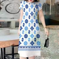 ราคา ชุดสตรี, คอลเลกชันฤดูร้อน, สไตล์ชาติพันธุ์ย้อนยุค, ทรงหลวม, แขนสั้น, คอกลม, ยาว, เหมาะสำหรับเด็กหญิงและสตรี, เทศกาลสงกรานต์ 2568, ชุดไทย, การออกแบบที่หรูหรา ชุดเดรส ผ้าฝ้ายพิมพ์ล (1731986722121549332)